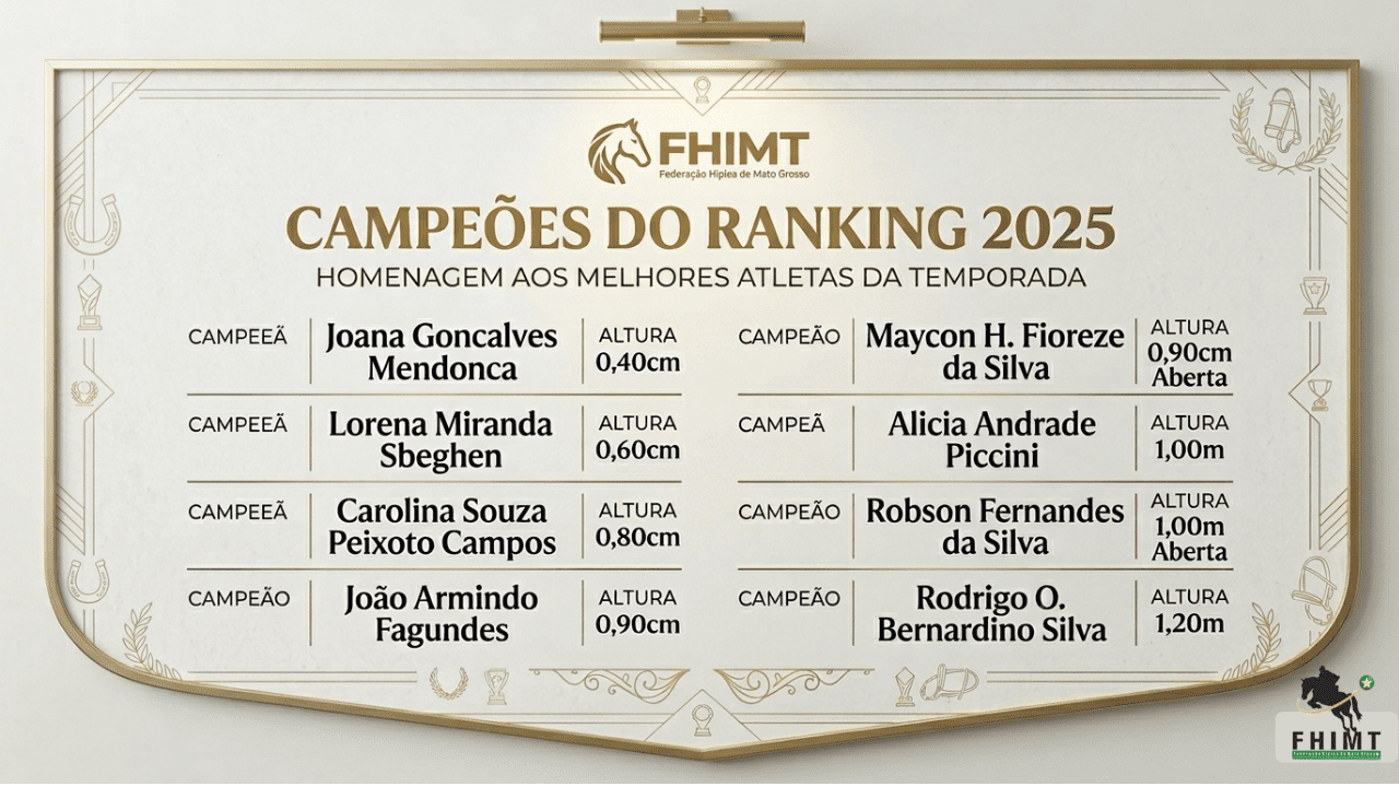 A FHIMT parabeniza os campeões do Ranking 2025